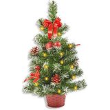 Riffelmacher 20259 Boom met decoratie en ledlicht, afmetingen 50 cm, rood, met lichtketting met 10 leds, 2 AA-batterijen (niet inbegrepen), kerstboom, verlichting, decoratie, Kerstmis, advent