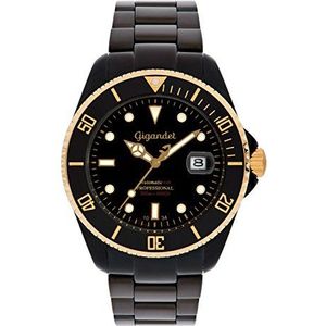 Gigandet Sea Ground Herenhorloge, automatisch, analoog, zwart, goud, G2-014, zwart, armband, zwart., armband