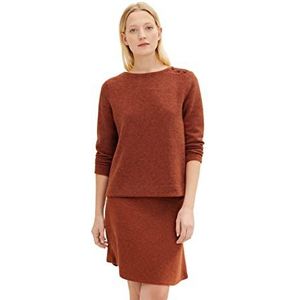 TOM TAILOR Sweatshirt voor dames met geribbelde structuur, 30670 - Canyon Sunset Red Melange