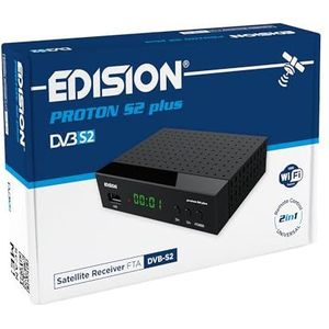 EDISION PROTON S2 Plus Full HD DVB-S2 satellietontvanger, Unicable ondersteuning, USB WiFi, LAN, HDMI, Scart, SPDIF, USB-mediaspeler, IR, universele 2-in-1 afstandsbediening