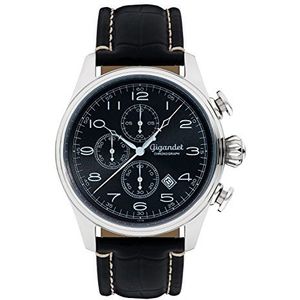 Gigandet Timeless herenhorloge, chronograaf, analoog, kwarts, zwart, zilver G41-002, zwart, armband, zwart., Riem