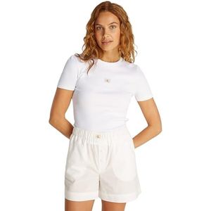 CK JEANS Dames Geweven Geweven T-shirt J20J225245 Wit (Glanzend Wit), XL, Glanzend Wit, XL, Briljant wit, XL