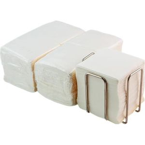 300 stuks witte papieren cocktailservetten + servethouder van roestvrij staal, micropunttextuur, dikker en absorberend, 10 x 10 cm gevouwen Hostelnovo