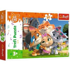 Trefl - 44 katten, vriendschap in kattenland – puzzel met 30 elementen – kleurrijke puzzel met sprookjesfiguren 44 katten, creatief entertainment, plezier voor kinderen vanaf 3 jaar