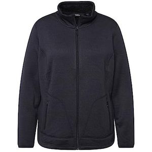 Ulla Popken Gebreid fleecejack, pluche fleece, opstaande kraag, zakken met ritssluiting voor dames, Marinier