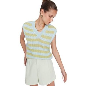 Trendyol Trendyol Dames Design Regular Fit Basic V-hals Knit Sweater Dames (1 stuk), Lichtblauw