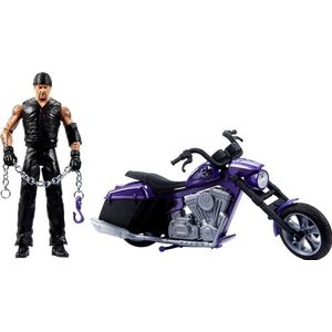 Mattel WWE Wrekkin Boneyard Slamcycle motorfiets met gelede figuur Undertaker 15 cm, lanceringsfunctie, 8 afneembare onderdelen, functionele wielen, speelgoed voor kinderen, vanaf 3 jaar, HTR84