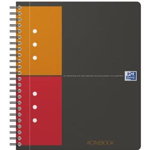 Oxford International ActiveBook notitieboekje met spiraalvormige ringband, 160 bladzijden, A5-formaat, antracietgrijs
