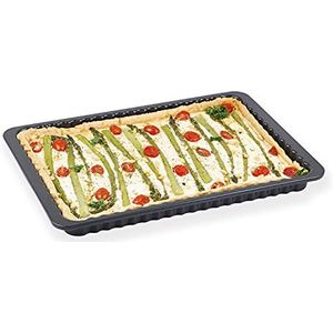 chg Set 381-50 quiche- en taartvorm, vierkant, XXL, email, ca. 41,5 x 29,0 x 3,0 cm, snijbestendig, milieuvriendelijk, Made in Germany, zwart gespikkeld