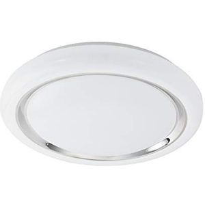 EGLO LED plafondlamp Capasso, 1 lichtpunt, wandlamp met chromen ring, materiaal: staal en kunststof, kleur: chroom, wit, Ø: 40 cm