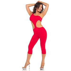 Pink Lipstick Lingerie One Shoulder Bodystocking Red S/M