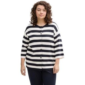 TOM TAILOR 1046109 gebreid damesvest, 37734 - marineblauw en gebroken wit gestreept