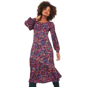 Joe Browns Robe mi-longue asymétrique à volants et col en cœur pour femme, multicolore, 40 taille petite