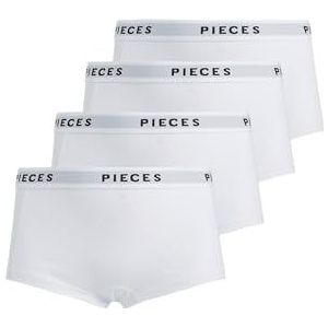 Pieces 4-Pack Dames shorts - Solid - XS - Wit.