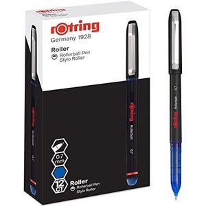 rOtring rollerpen, fijne punt 0,7 mm voor soepel schrijven, blauwe inkt, 12 stuks