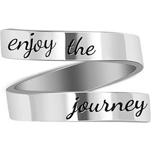 Kucheed Ring Inspiration voor dames en heren, gegraveerde ring, spiraal, verstelbaar, roestvrij staal, Niet-edelmetaal, zirkonia