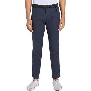 Tom Tailor Denim heren Rechte chino broek met riem 1020451, 23976 - Navy Dobby Yarn Dye, 34W / 32L