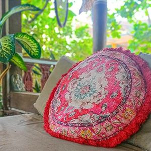 Mandala Life ART Ronde boho Chic Yoga Decor kussensloop meditatiekussen 65 cm met franjes Vintage kussensloop Del Sol vierkant decoratieve Zapu katoen bedrukt