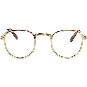 Heless 154-Accessoires leesbril met gouden frame en minimalistisch design, voor poppen en pluche dieren in alle maten, 154, veelkleurig