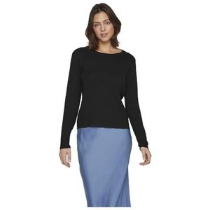 Vila Pull Viabella côtelé L/S Top Noos pour femme, Noir, M