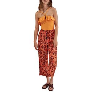 Women'secret Dames Casual Oranje Print Capri Lange Broek Oranje Print S, Print oranje