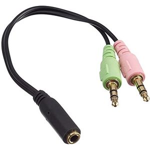 Adpatare 14021 adapterkabel voor mobiele telefoon / smartphone met 4-polige TRRS-jack op PC/notebook, 2 aparte stekkers