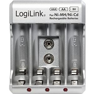 LogiLink Batterijlader (AA/AA/9V). zilver