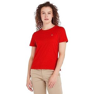 Tommy Hilfiger Tjw T-shirt van zacht jersey S/S, gebreide tops voor dames, Deep Crimson