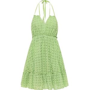 isha Robe d'été pour femme 19323137-IS01, vert clair, L, Robe d'été avec broderie perforée, L