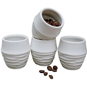 Espressokopjes, set van 4, keramiek, zonder handvat, vaatwasmachinebestendig, wit, 4 x 100 ml