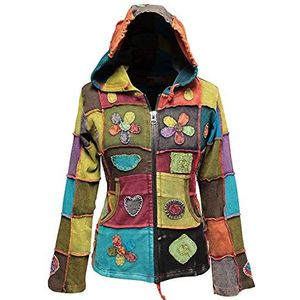 SHOPOHOLIC FASHION Love Peace patchwork hippie jas met capuchon voor dames, Meerkleurig