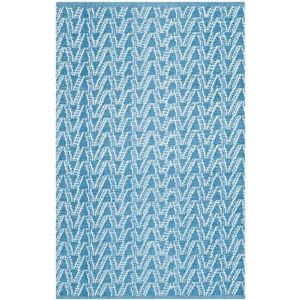 Safavieh TMF120 Handgeweven tapijt voor binnen en buiten van gerecycled kunststof, 152 x 243 cm, zomerblauw