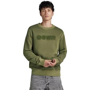 G-STAR RAW Sweat-shirt pour homme avec logo R Distressed, Vert (Shadow Olive Gd D24410-d575-d033), L