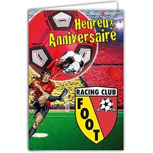Afie 65-1338 wenskaart verjaardag voetbal logo rood bloed en geelgoud fans shirt Stade Racing Club RC Champions Liga Champions - envelop incl. - gemaakt in Frankrijk