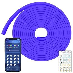 R-Music 5 m RGB ledstrip, buigbaar, dimbaar, meerkleurig, speciale app, Bluetooth 4.2 en inclusief 5 haken en afstandsbediening.