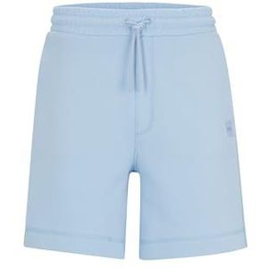 BOSS Hommes Sewalk Short Regular Fit en Molleton de Coton avec Badge Logo, Bleu, M