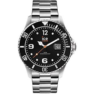 Ice-Watch: Ice Steel Black Silver, zwart polshorloge met metalen band, zilver., Large (44 mm)