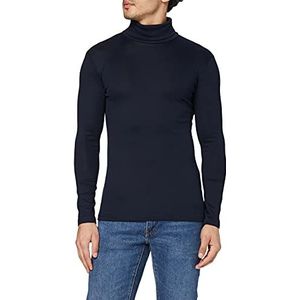 Trigema heren overhemd lange mouwen coltrui, blauw (navy 046)