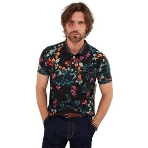 Joe Browns Floral Poloshirt met korte mouwen voor heren, zwart.