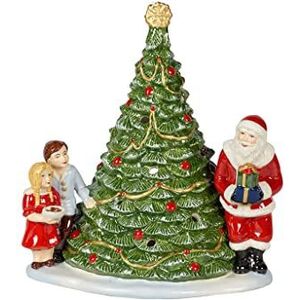 Villeroy en Boch Christmas Toy's Santa am Tree decoratieve figuur van hard porselein, was, groen/kleurrijk, 20 x 17 x 23 cm