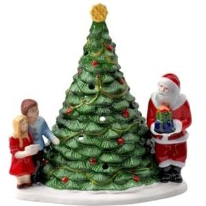 Villeroy & Boch Christmas Toy's Kerstman op boom decoratief figuur hard porselein, was, groen/meerkleurig, 20 x 17 x 23 cm