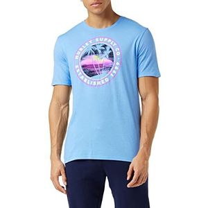 Hurley EVD Wash Da Sunset Brah T-shirt voor heren, effen blauw