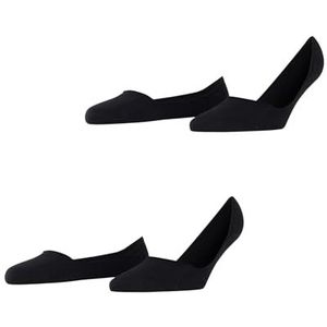 Esprit Cotton 2-Pack onzichtbare antislip kousenvoetjes katoen multipack footies dames zwart - Maat 39-42