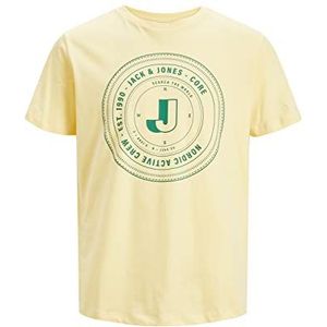 JACK & JONES Jcovibes Front Tee Ss Crew Neck Pls T-shirt heren, Bleke banaan