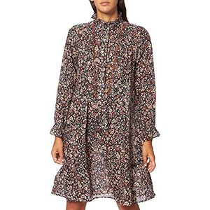 Noa Noa Otn Ramie bedrukte casual jurk met lange mouwen voor dames, boven de knie, veelkleurige print, 54, Meerkleurige print