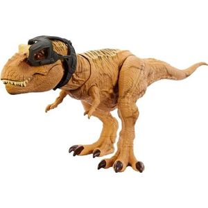 JURASSIC WORLD Jagen Und Zermalmen Tyrannosaurus-Rex Dinosaurus speelgoedfiguur met geluiden, tracking-uitrusting voor digitale spellen, unieke woestijnlook, voor fans vanaf 4 jaar, HNT62