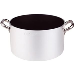 Pentole Agnelli Platinium steelpan van aluminium met 2 handgrepen van roestvrij staal, zilverkleurig, 32 cm