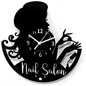Instant Karma Clocks Wandklok Nail Beauty Salon Make Up Zwart Hout, 30 cm