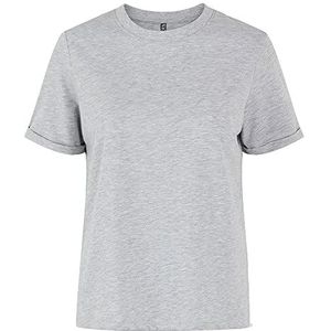 PIECES Pcria Ss Fold Up Solid Tee Noos Bc T-shirt voor dames, Lichtgrijs chinees