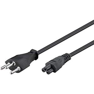 PremiumCord Netsnoer 230 V voor laptop, netsnoer met Zwitserse stekker op C5-aansluiting, PC stroomkabel, 3-polig, kleur zwart, lengte 1,8 m